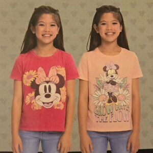 DISNEY MINNIE MOUSE 2 PACK GIRLS SHORT SLEEVE TEES SIZE 6/7 NEW